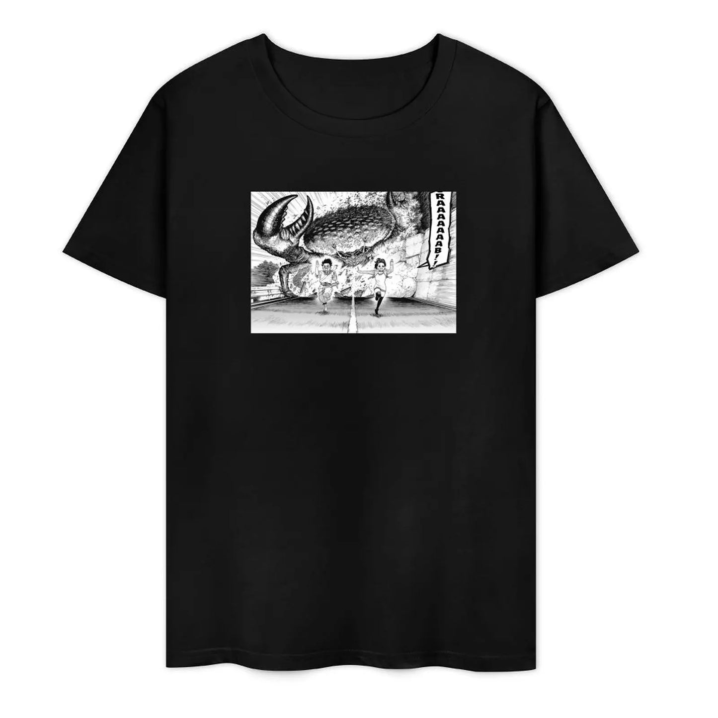 CRAAAAAAAB Black T-Shirt – Dandadan Okarun Chase Scene