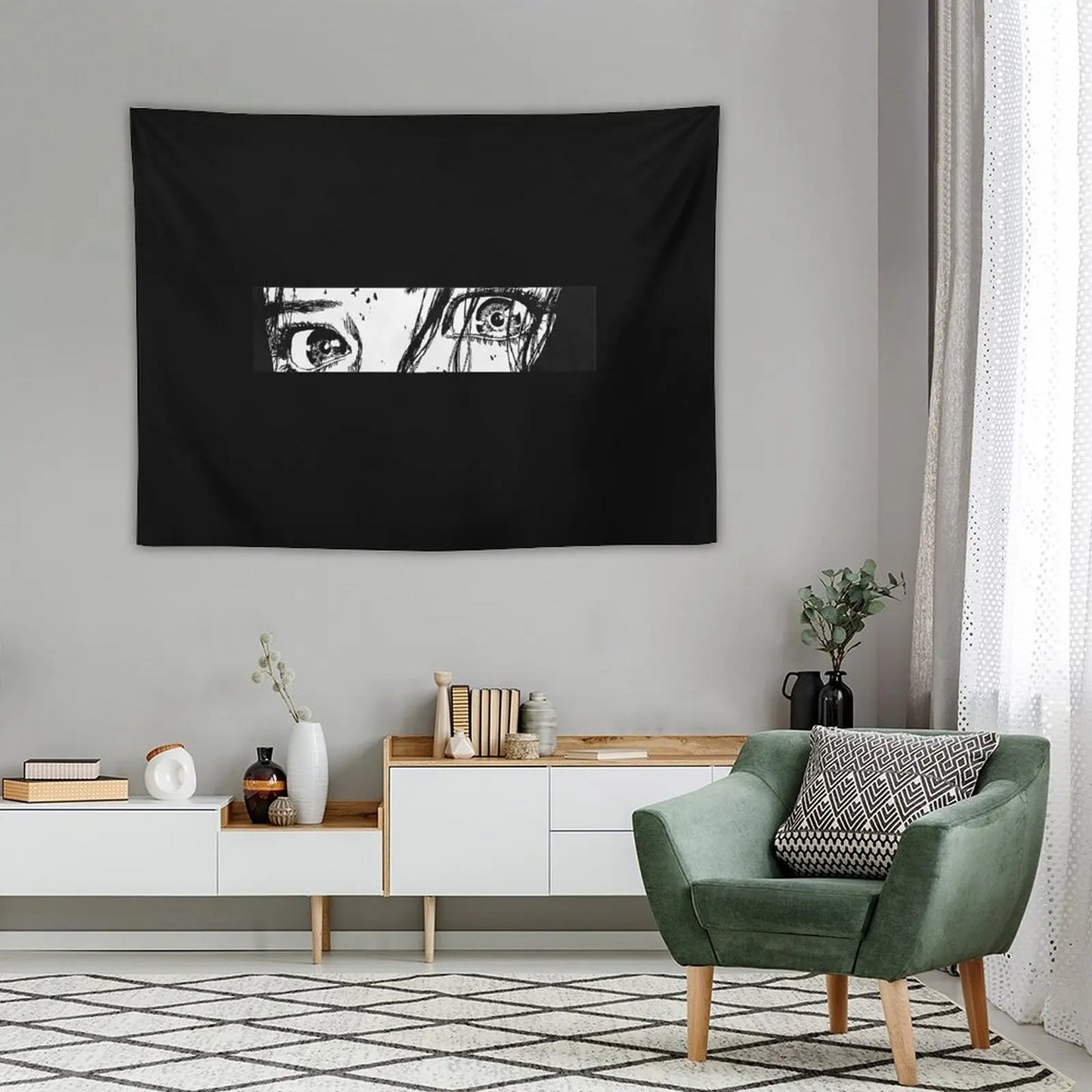 Mysterious Black Wall Art for Manga Fans - Dandadan Tapestry