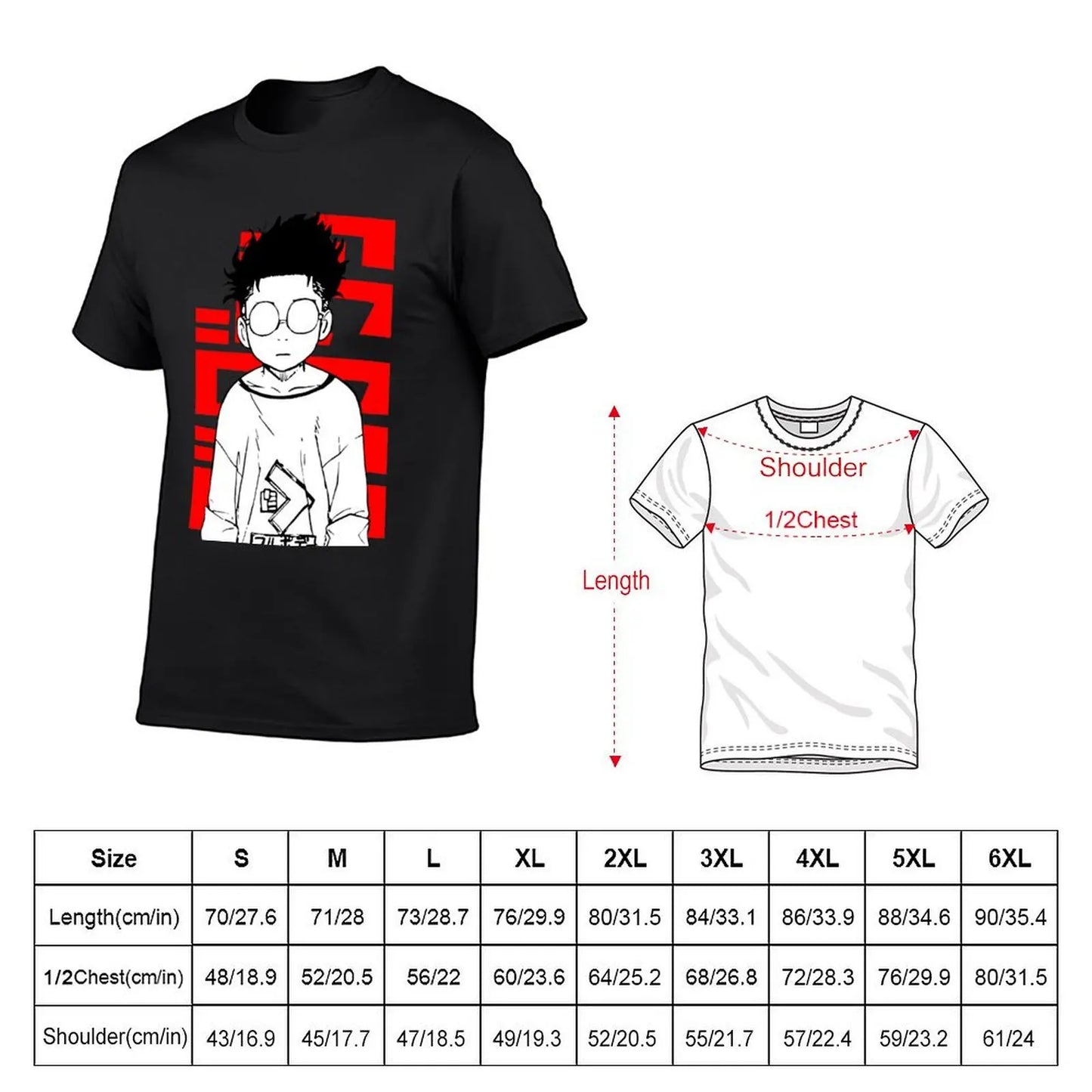 Dandadan Maroon T-shirt - Okarun Character with Red Background