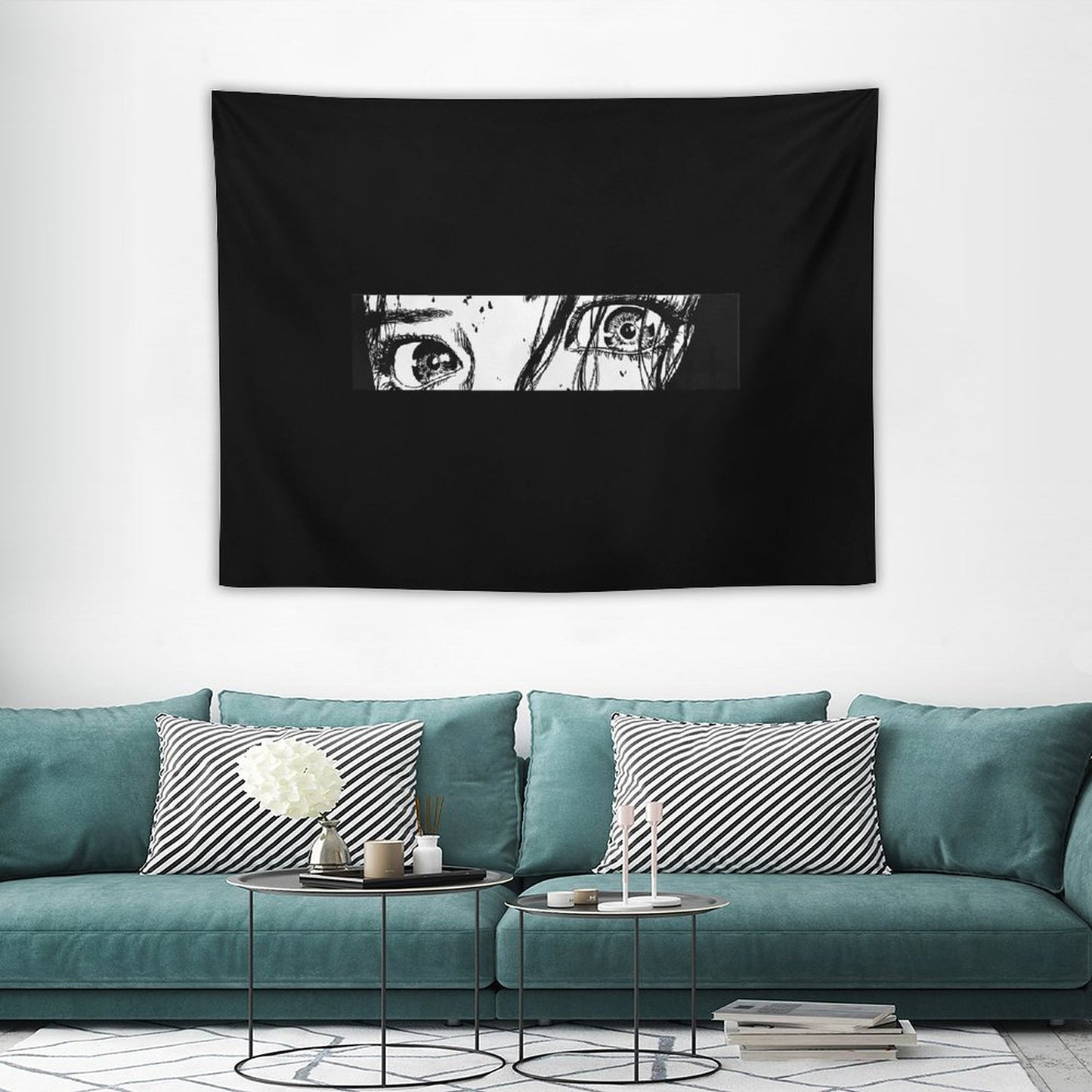 Mysterious Black Wall Art for Manga Fans - Dandadan Tapestry