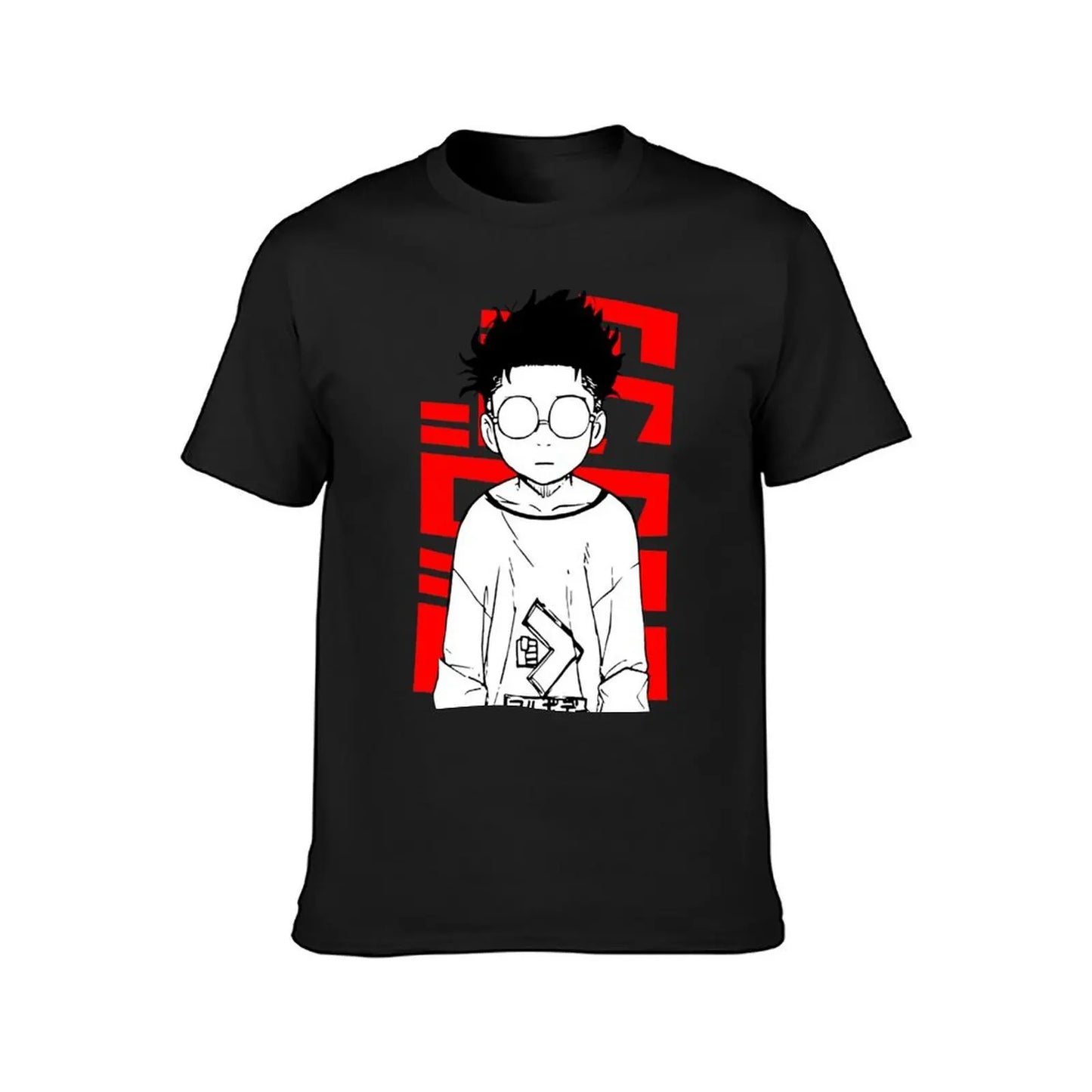 Dandadan Dark Gray T-shirt - Okarun Character with Red Background